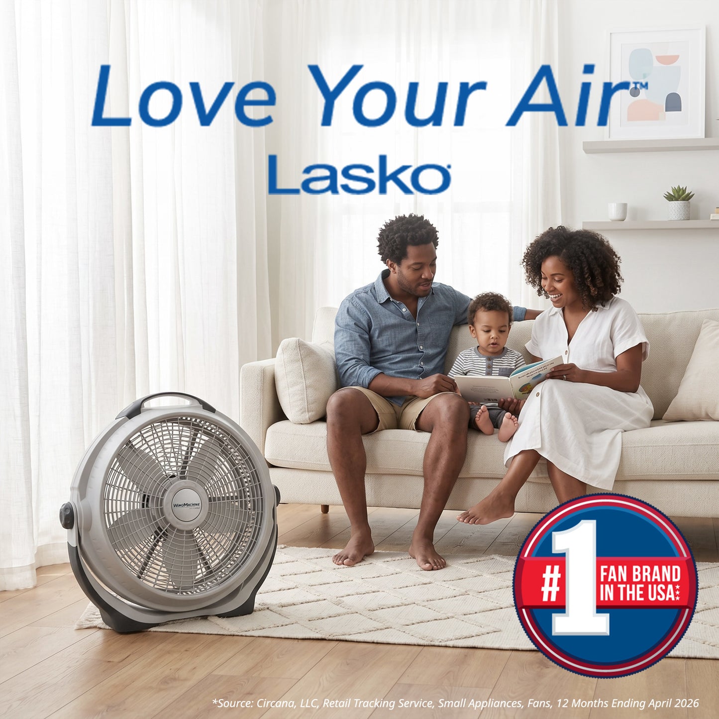Lasko Wind Machine 20" Air Circulator Fan: 3-Speed, Pivoting, Gray