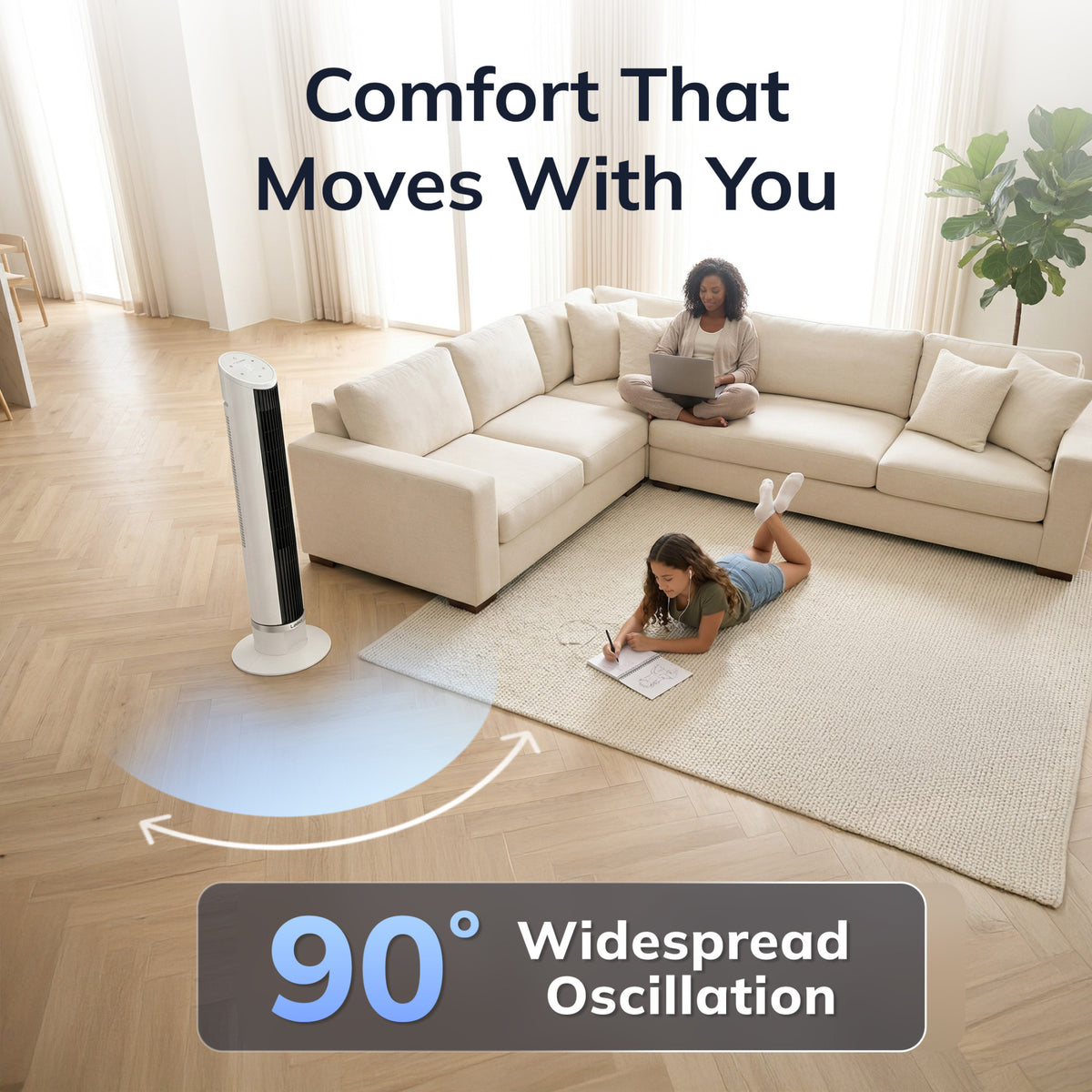 Lasko 36" DC Tower Fan: Oscillating, 12-Speed, Remote, Timer