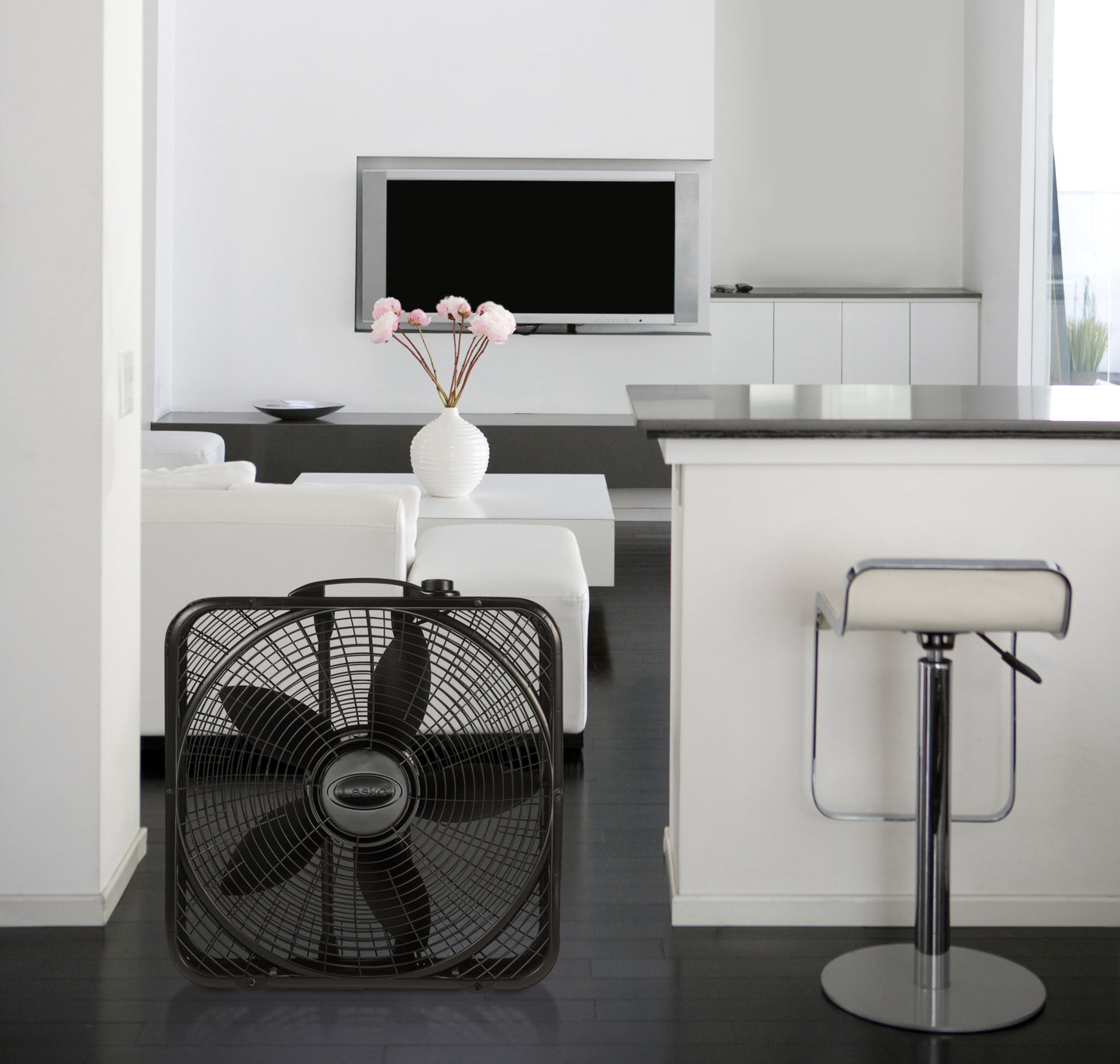 Lasko Power Plus 20" Box Fan: 3-Speed, Weather-Resistant Motor, Black