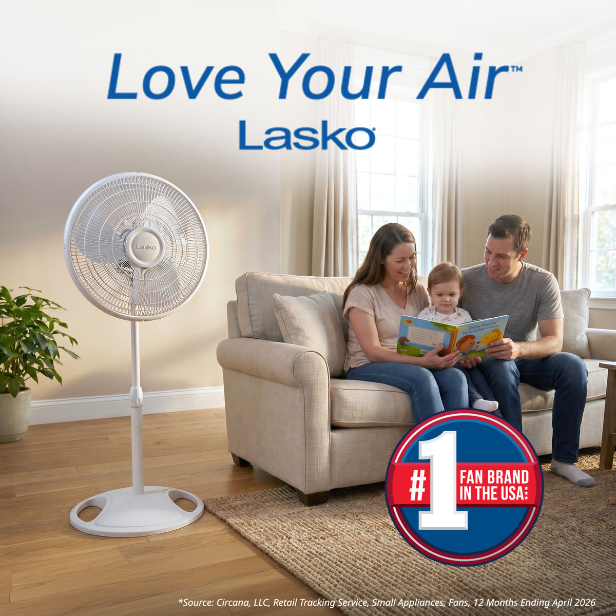 Lasko 16" Pedestal Fan: Oscillating, 3-Speed, Adjustable Height