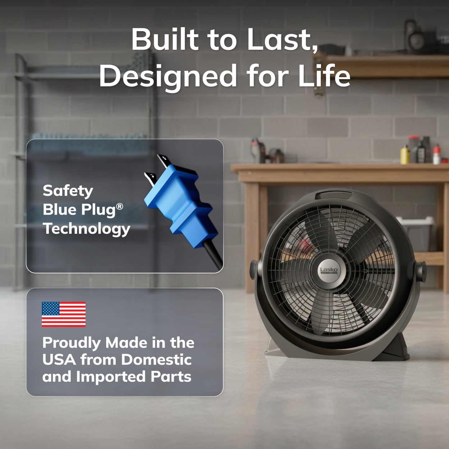Lasko Wind Machine 20" Air Circulator Fan: 3-Speed, 360° Airflow, Black