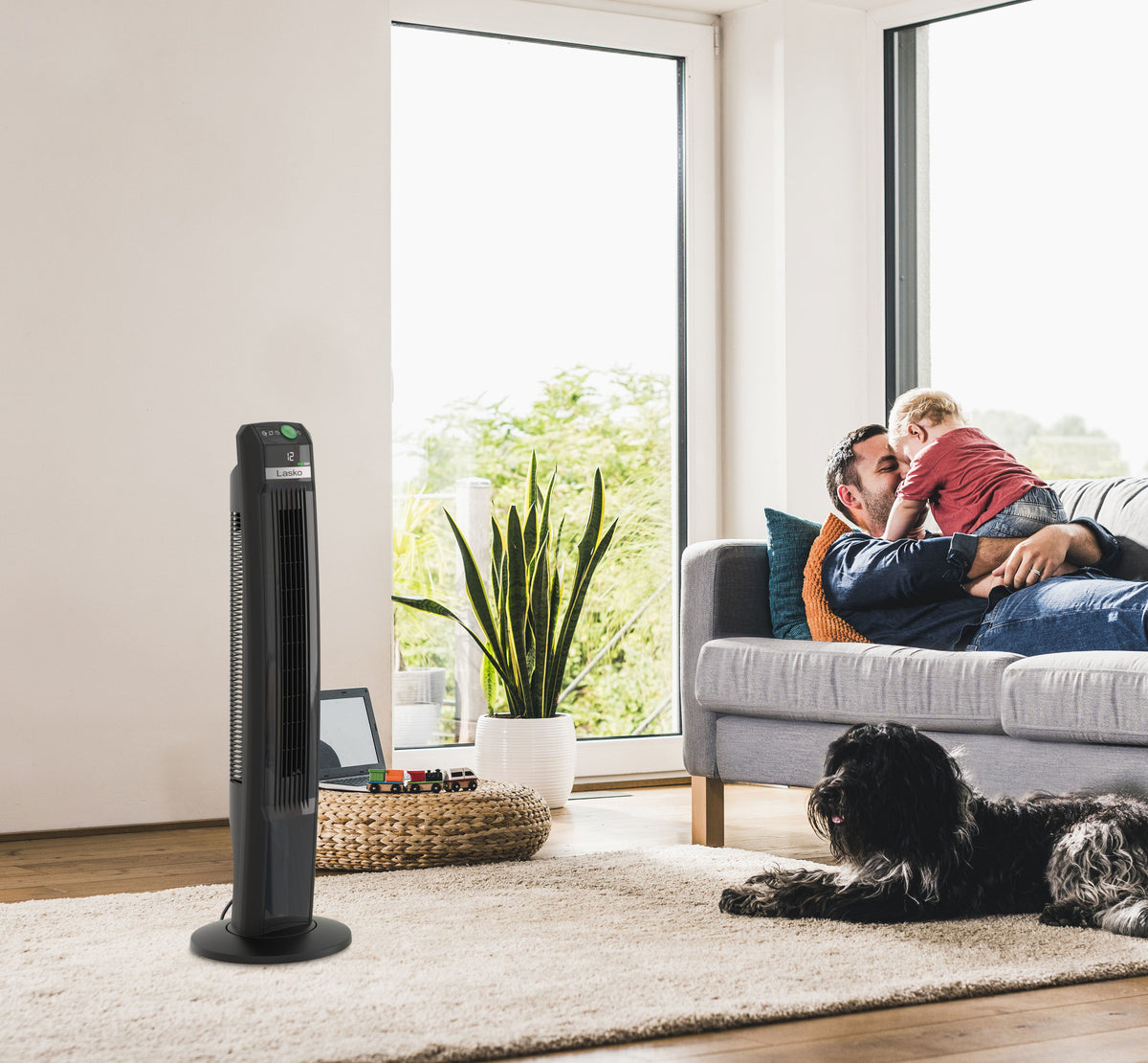Lasko EcoQuiet 42" DC Tower Fan: Oscillating, 12-Speed, Remote