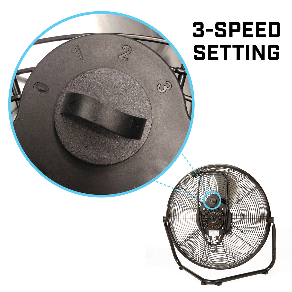 B-Air 20" High Velocity Floor Fan: wall mount, 3-speed, pivoting