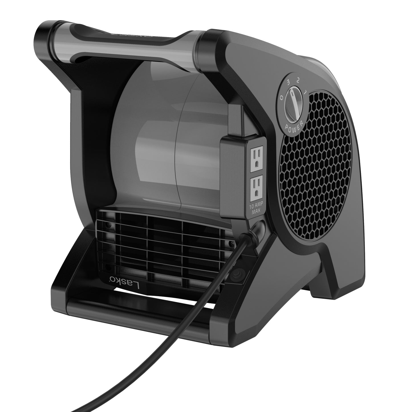 Lasko 15" Air Mover Blower Fan: 3-Speed, High Velocity, 2 Outlets, Pivoting, Black