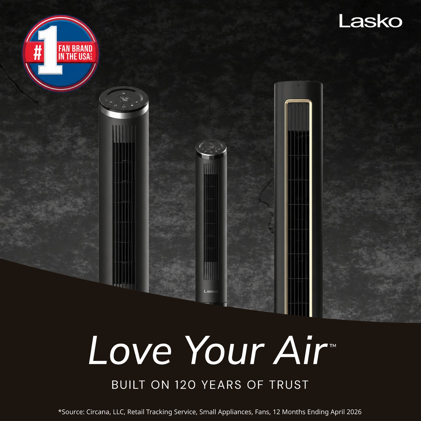 Lasko Ascend 36" Tower Fan: Oscillating, 4-Speed, Remote, Timer, Black
