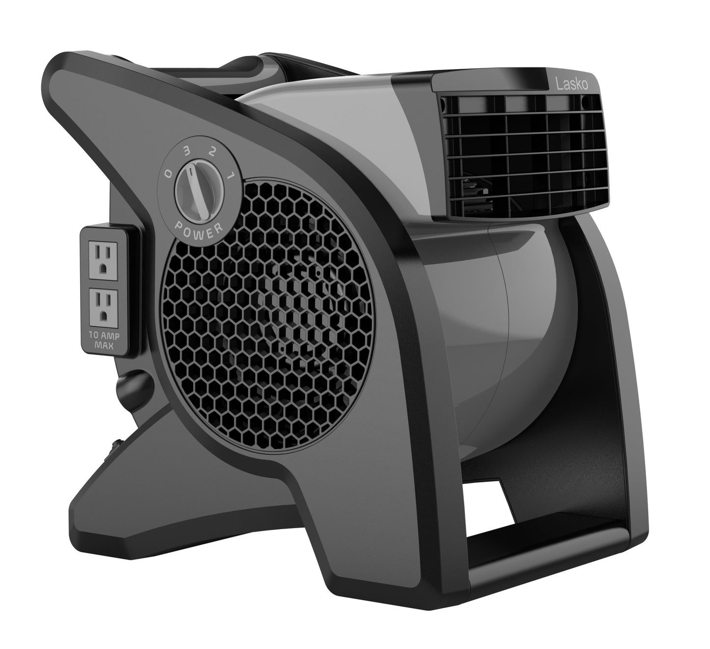 Lasko 15" Air Mover Blower Fan: 3-Speed, High Velocity, 2 Outlets, Pivoting, Black