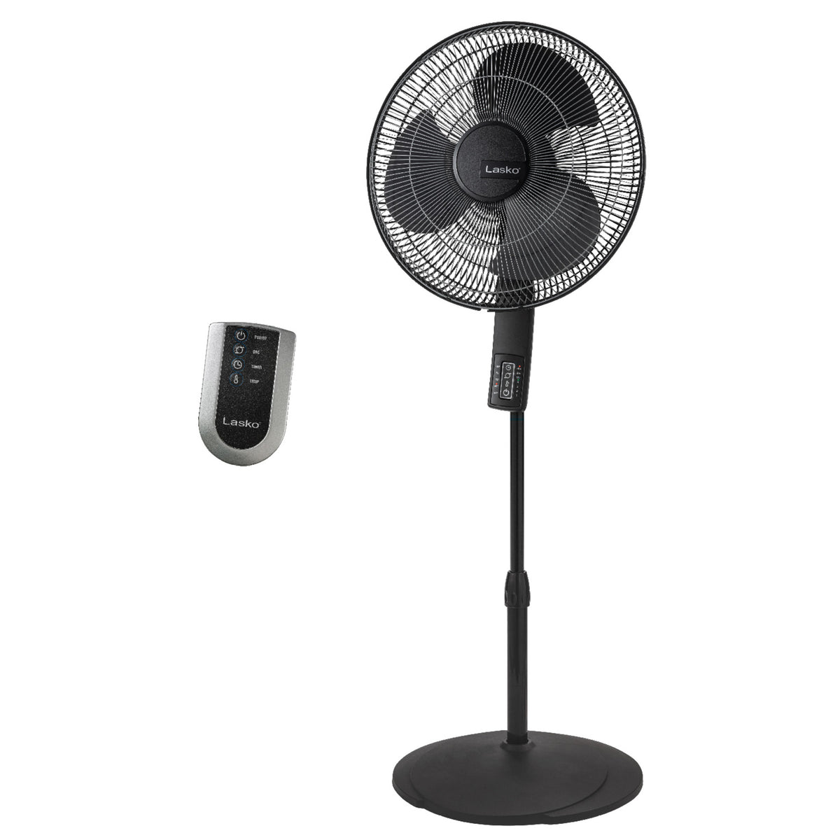 Lasko 16" Pedestal Fan: Oscillating, 4-Speed, Remote, Timer, Thermostat