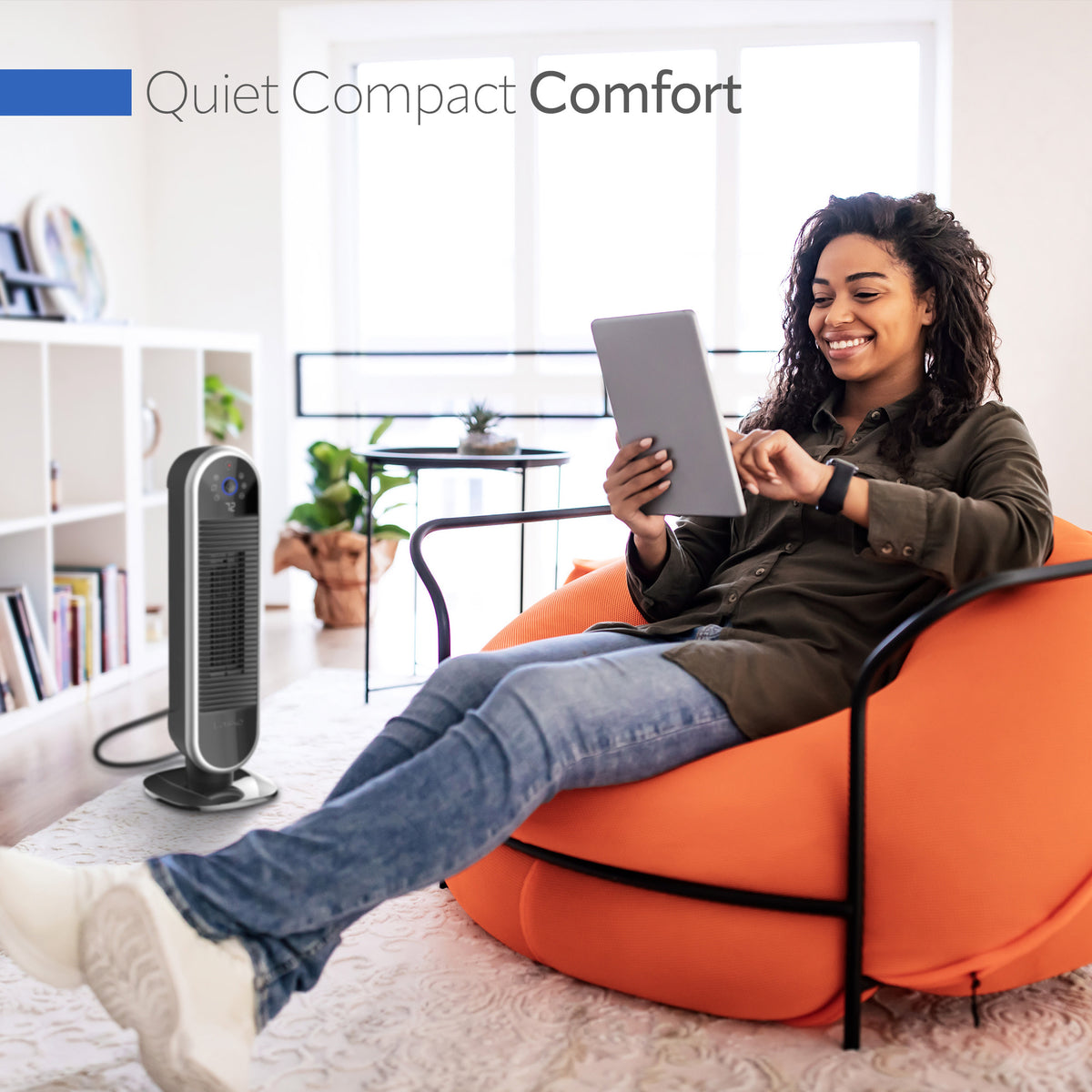 Lasko 22" Smart Ceramic Tower Space Heater: Oscillating, 3 Heat Settings, WiFi, Alexa/Google Enabled, Tip-Over Switch