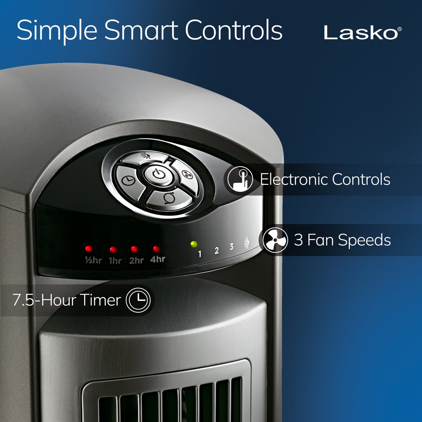 Lasko Wind Curve 42" Tower Fan: Oscillating, 3-Speed, Remote, Timer, Silver