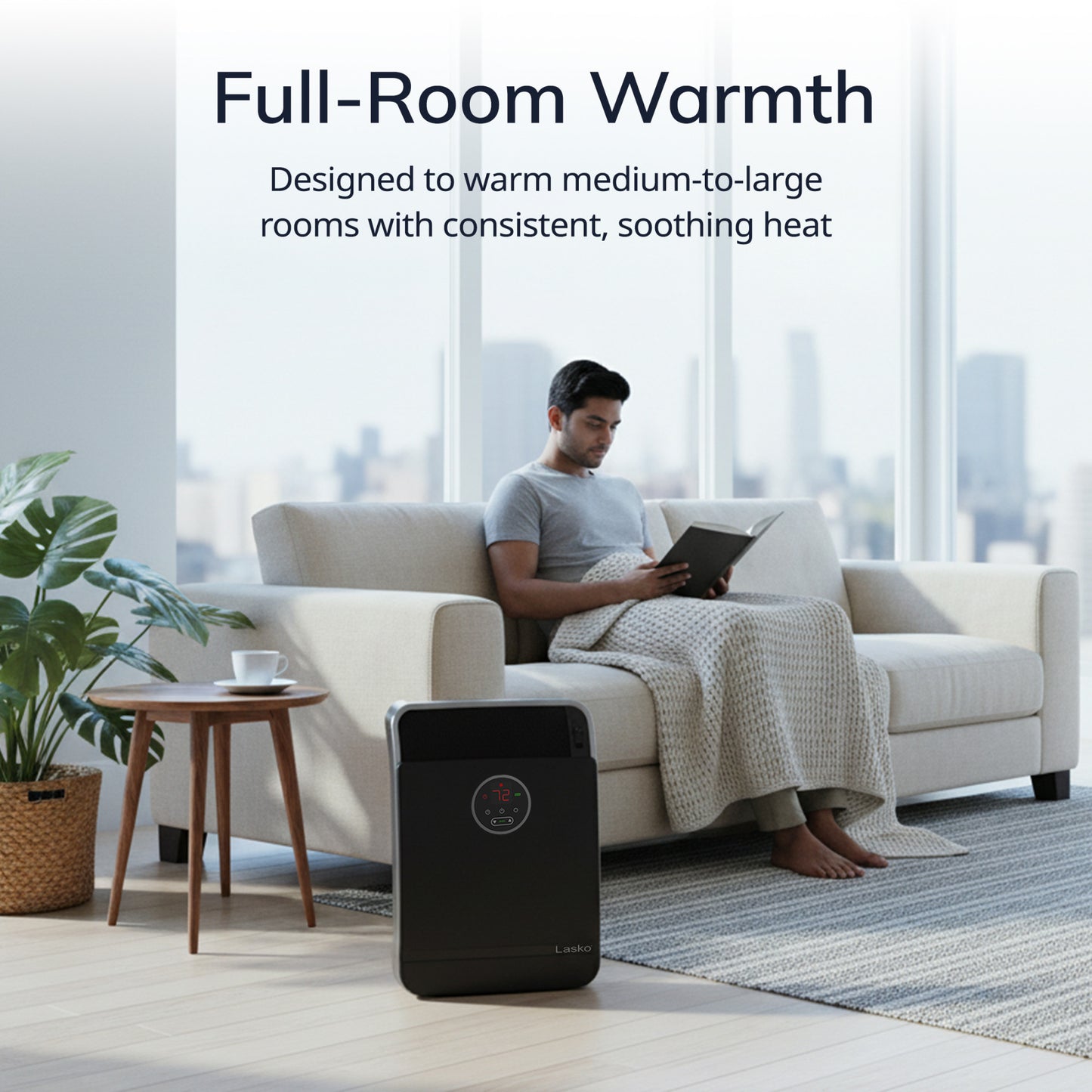 Lasko 18" Ceramic Console Heater (2 heat settings, remote, timer, thermostat, black)