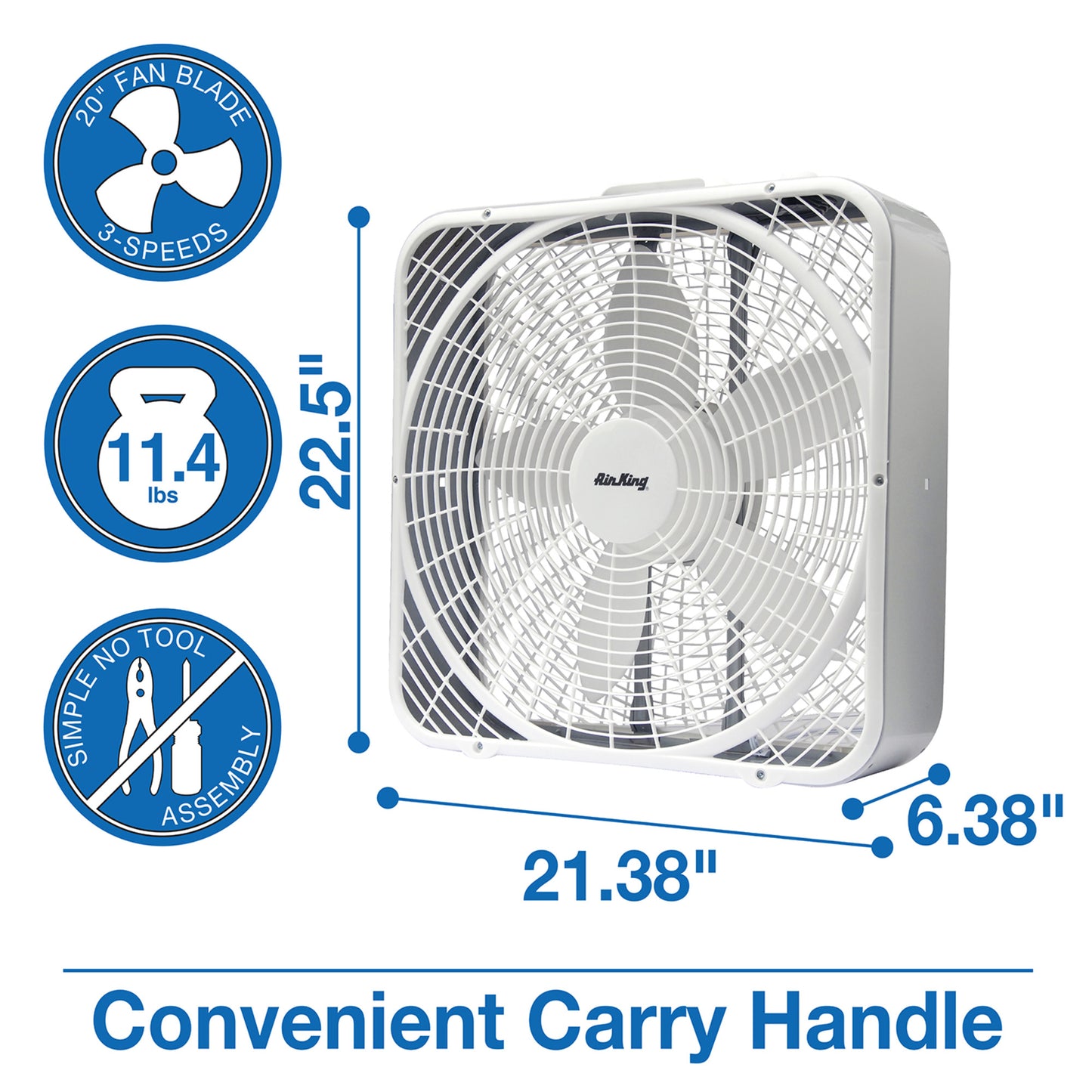 Air King 1/25 HP 20" Commercial Grade Box Fan: 3-Speed, High Velocity, Gray