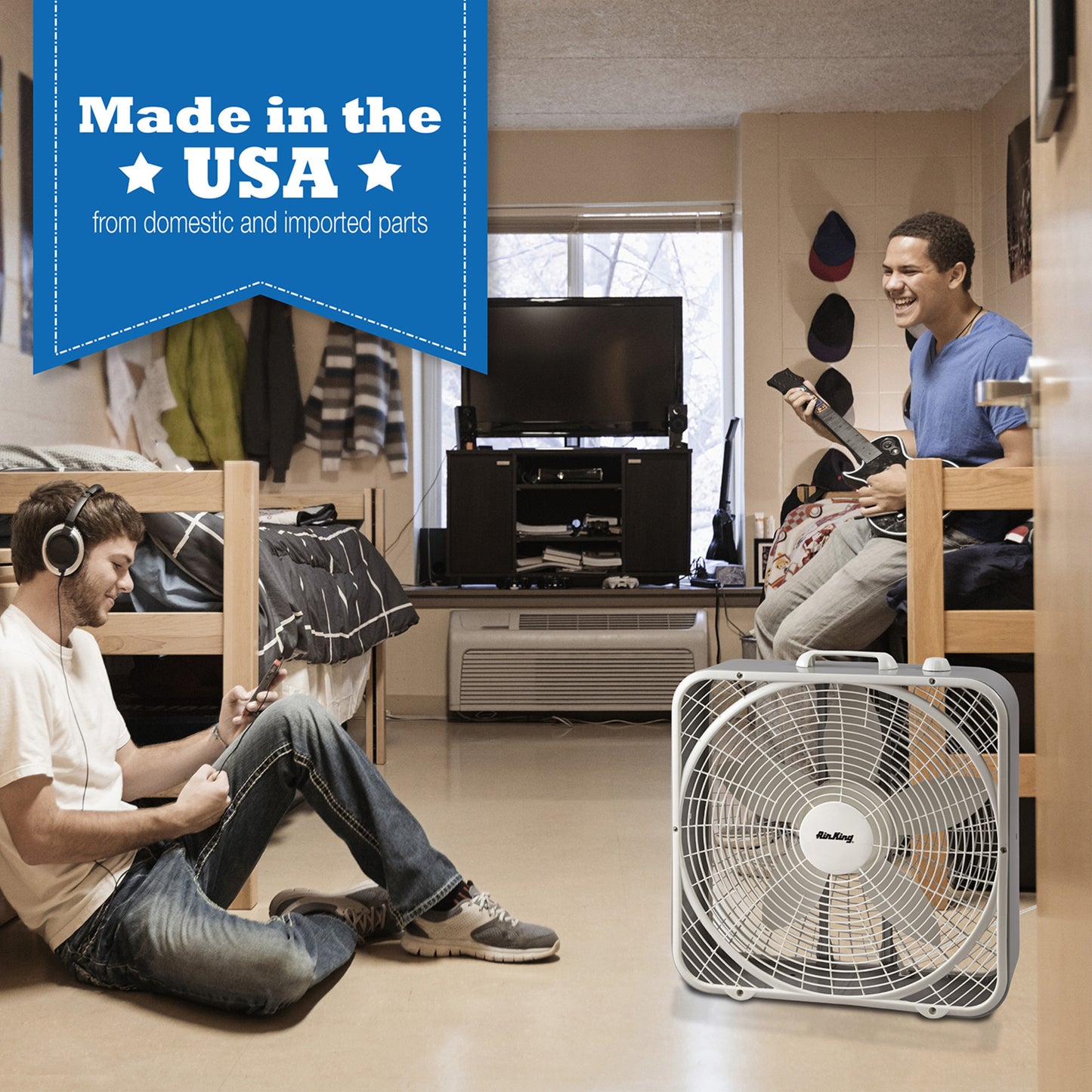 Air King 1/25 HP 20" Commercial Grade Box Fan: 3-Speed, High Velocity, Gray